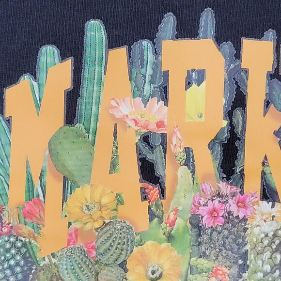 Vintage Cactus Floral Shirt XL 23x27 Black Western - Picture 10 of 12